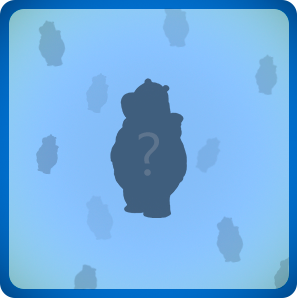 Quadrado azul, que simboliza um item do jogo da memória por virar. No centro encontra-se a silhueta de um urso.